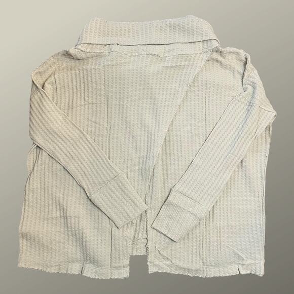 FREE PEOPLE NEW JUICY LONG SLEEVE WAFFLE KNIT OVERSIDED THERMAL STONE COLD SMALL - Picture 6 of 14